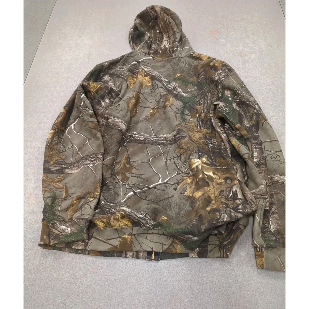 Vtg Carhartt Zip Hoodie Mens XLT Tall K289 977 Y2K Real Tree Camo Sweatshirt